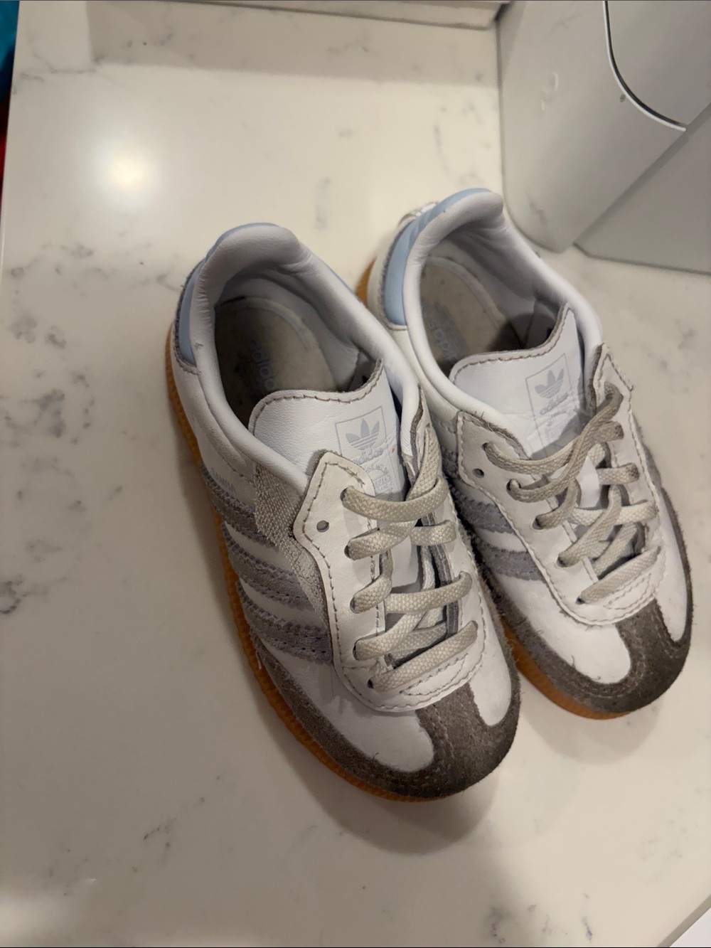 adidas Kids White & Gray Classic Gum-Soled Sneakers